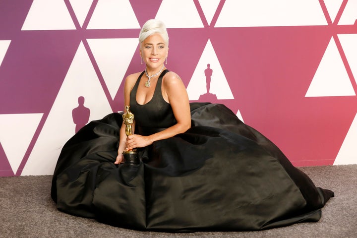 Lady Gaga with her Oscar in 2019