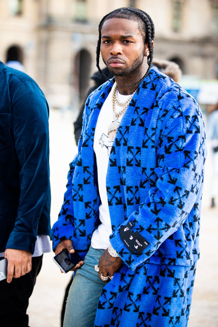 Pop Smoke attends the Off-White Menswear Fall/Winter 2020-2021 show as part of Paris Fashion Week on Jan. 15, 2020 in Paris, France.