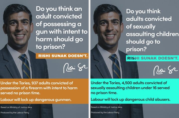 Labour's two attack adverts following the same format.