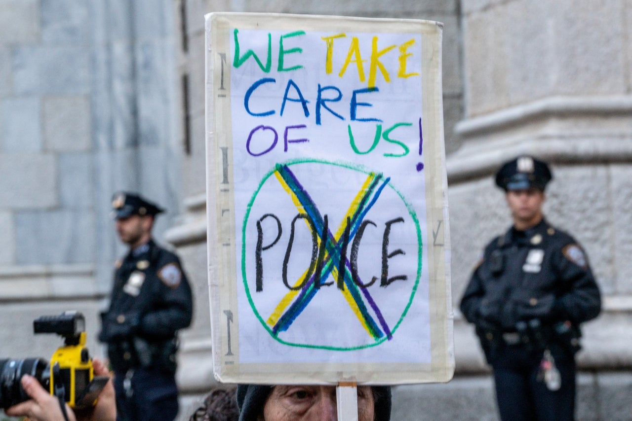 Protesters gather for a national day of action to call for the stop of Cop City in Atlanta and the support of the forest defenders, in New York, March 9.