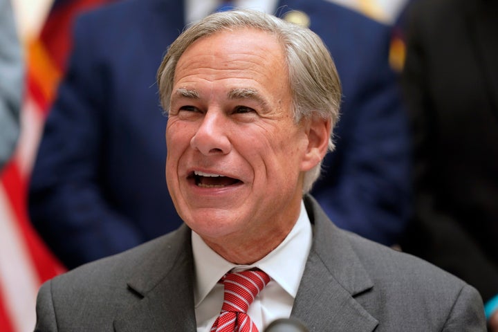 Republican Texas Gov. Greg Abbott speaks in Tyler, Texas, Sept. 7, 2021. 