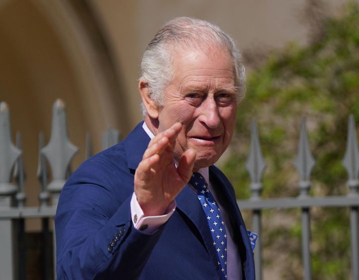 King Charles III leaves after attending the Easter Mattins Service at St George's Chapel at Windsor Castle in Berkshire, Britain April 9, 2023