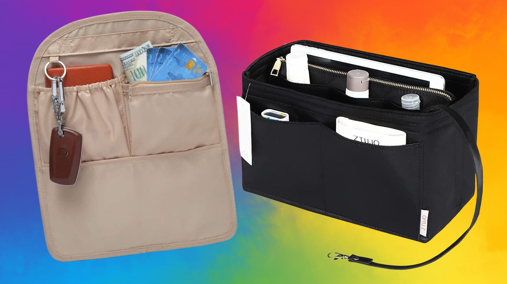 11 Clear Handbag Organizer See Through Cosmetic Bag, Purse Insert  Organizer