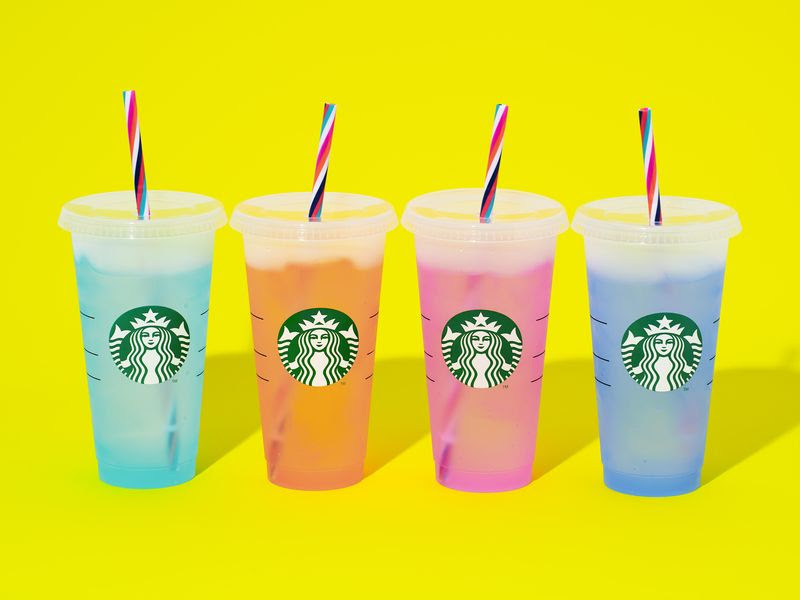 星巴克【新品未使用】Starbucks カラフル☆ポップ 耐熱グラス 2点セット☆