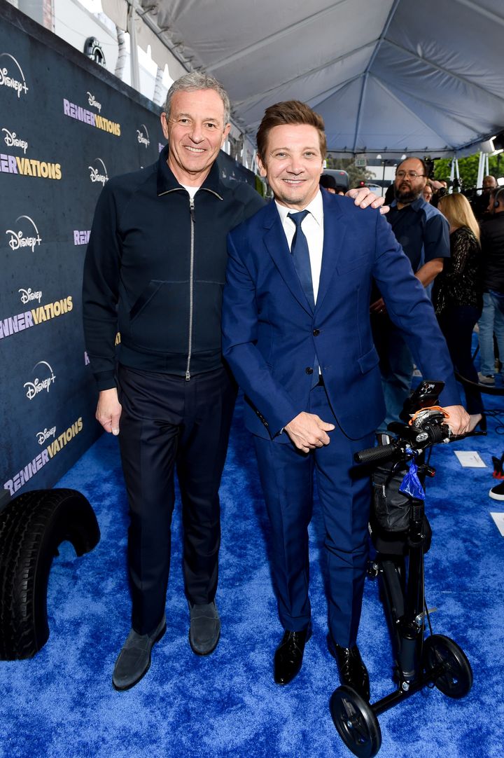 Disney CEO Bob Iger, left, and Renner. 