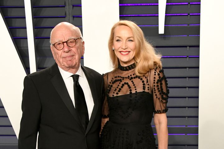Rupert Murdoch and Jerry Hall at the 2019 Vanity Fair Oscar Party.