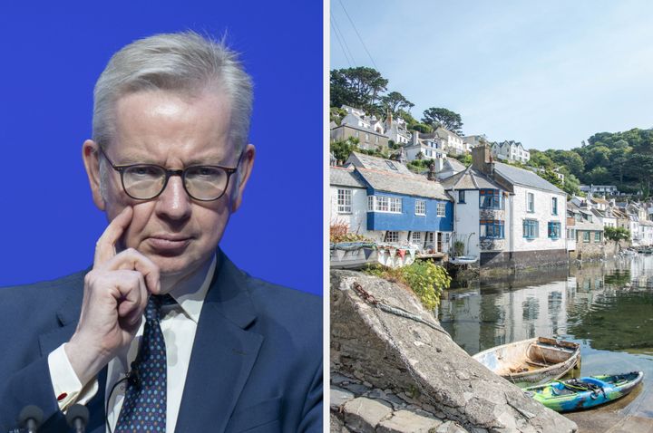 Michael Gove and an image of Cornwall