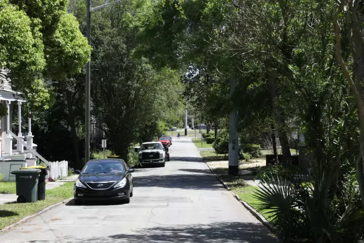 The block in Savannah, Georgia, where Texas billionaire Harlan Crow bought property from Supreme Court Justice Clarence Thomas. Today, the vacant lots Thomas sold to Crow have been replaced by two-story homes.