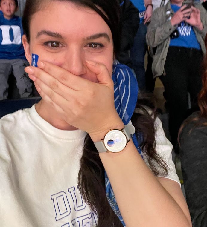 The author supporting Duke’s Men’s Basketball program as she followed the team’s success during March Madness to honor her father’s love for the team.