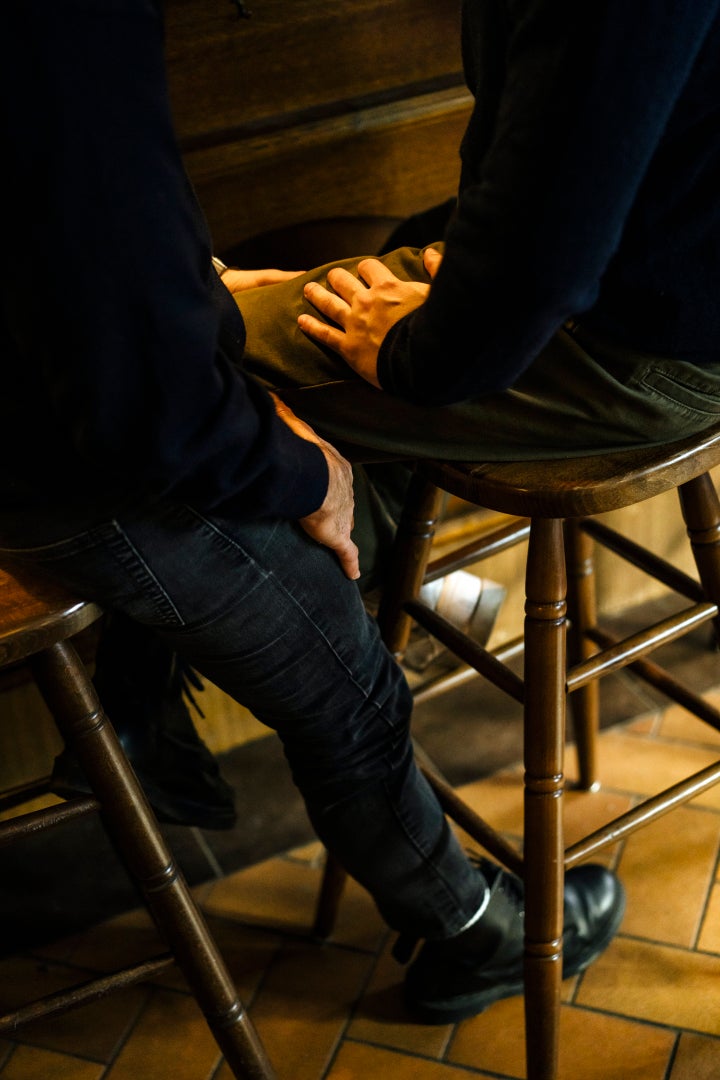 Close up of male couples hands