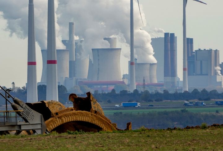 Steam rises from a coal-fired power station near the Garzweiler open-cast coal mine in Luetzerath, Germany, in 2021.
