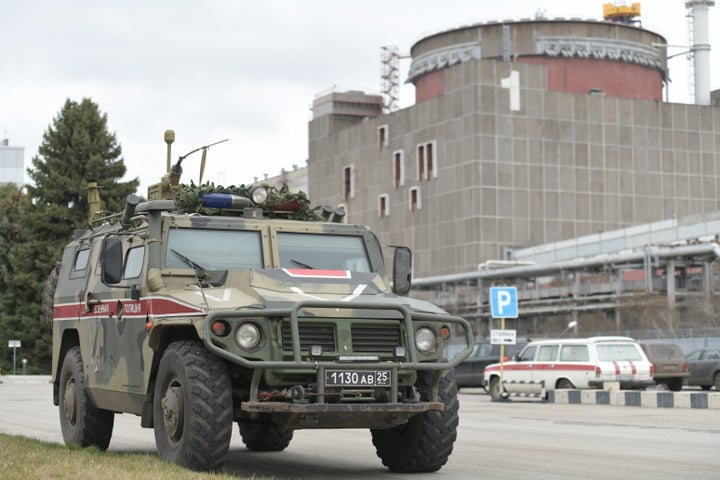 Director General Rafael Mariano Grossi of the International Atomic Energy Agency arrives at Ukraineâs Zaporizhzhya Nuclear Power Plant in Russian-controlled Enerhodar, Ukraine, on March 29. Grossi was visiting the power plant to check on its safety and the security situation.