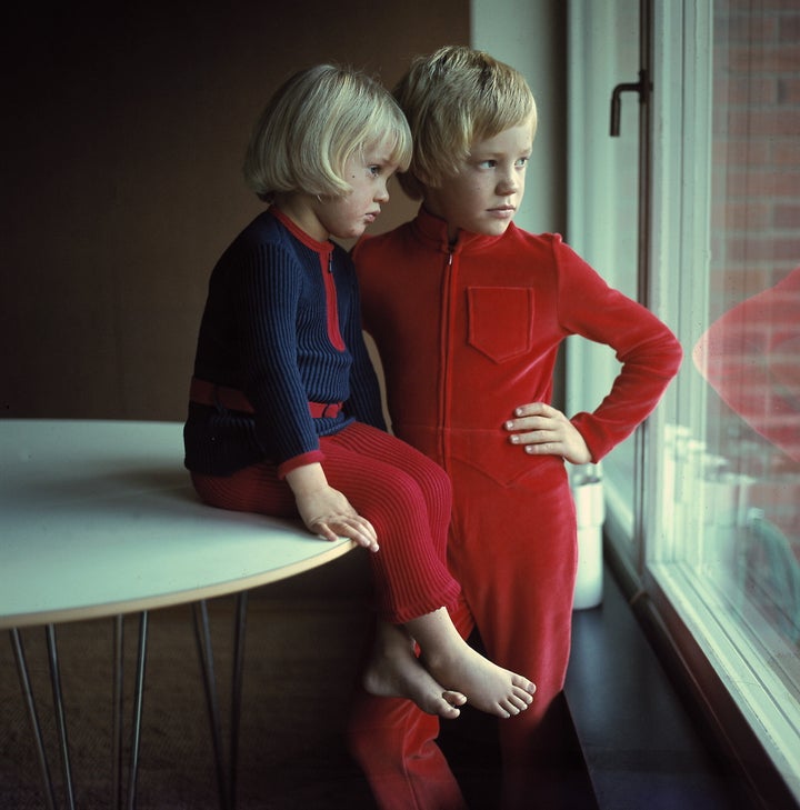 Two kids in matching clothes in 1971.