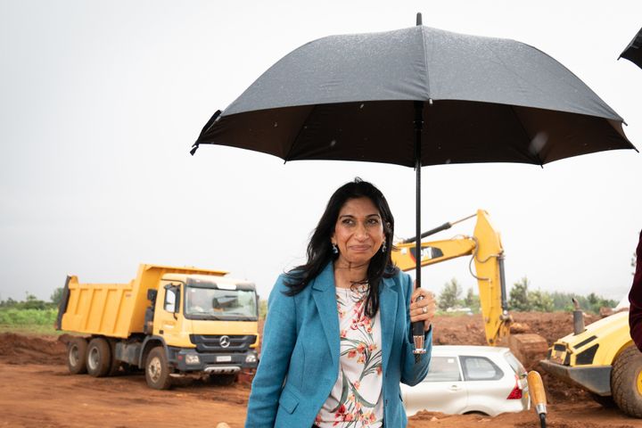 Home Secretary Suella Braverman attends a ground-breaking ceremony to mark the beginning of construction for a new building project of 500 apartments in Kigali during her visit to Rwanda. Picture date: Sunday March 19, 2023.