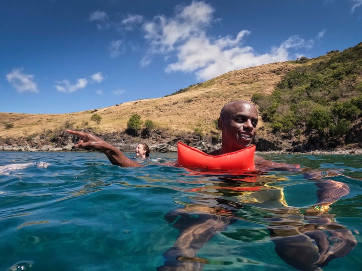 Trevor Nelson in the waters of Saint Kitts.