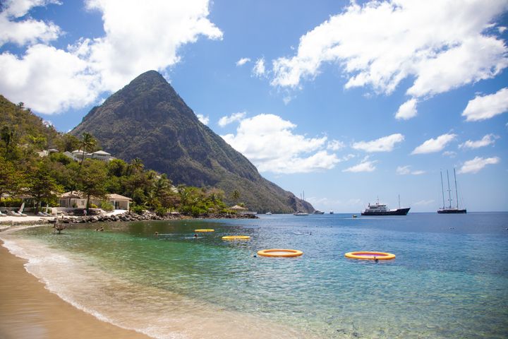 The beautiful Pitons Bay in Saint Lucia.