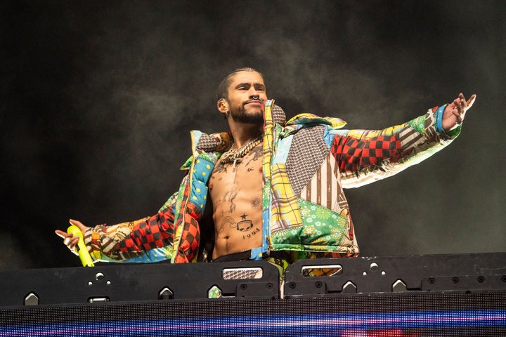 Bad Bunny performs the Coachella music festival on Friday. He was the first Latino artist to headline the festival.