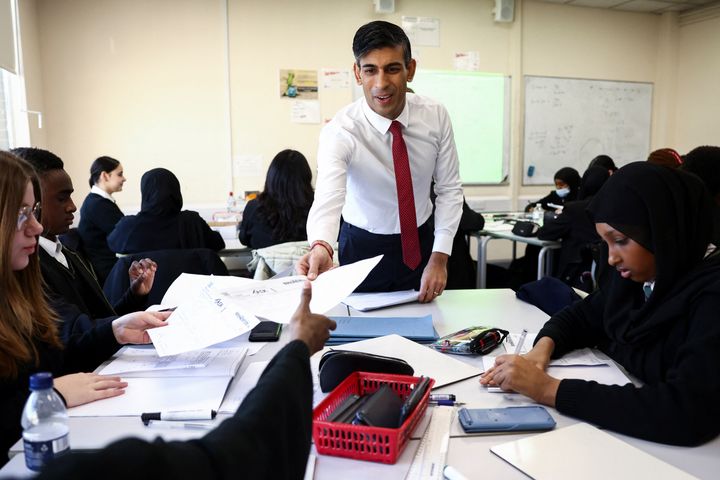 Prime Minister Rishi Sunak during a visit to Harris Academy at Battersea, south-west London. Picture date: Friday January 6, 2023.