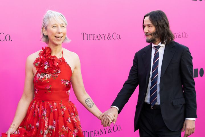 Alexandra Grant (L) and Keanu Reeves attend the MOCA Gala 2023 at The Geffen Contemporary at MOCA on April 15, 2023 in Los Angeles, California. (Photo by Elyse Jankowski/FilmMagic)