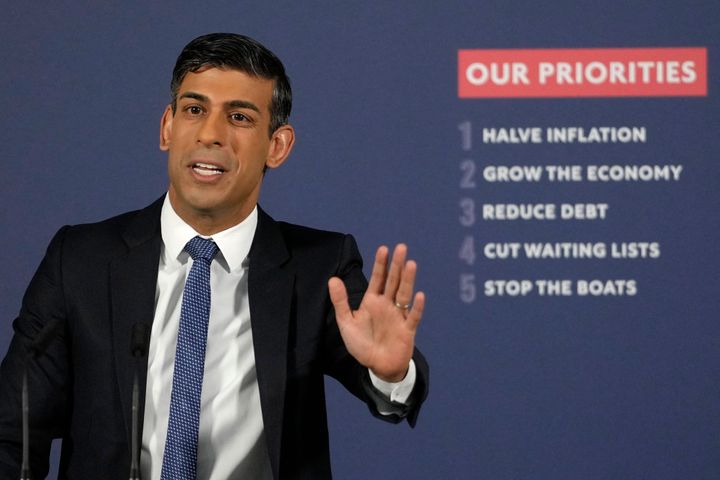 Prime Minister Rishi Sunak delivers a speech about mathematics during a visit at the London Screen Academy (LSA), in London.