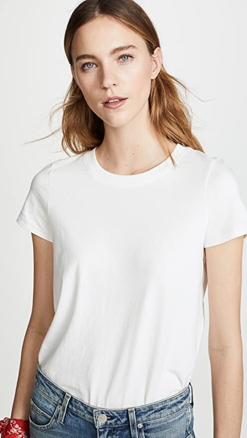 A plain white Madewell tee