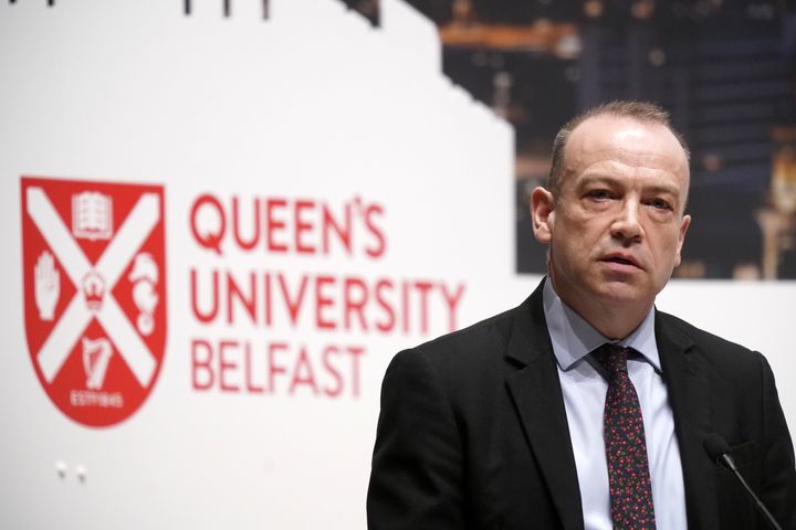 Northern Ireland secretary Chris Heaton-Harris attending the three-day international conference at Queen's University Belfast to mark the 25th anniversary of the Good Friday Agreement. 
