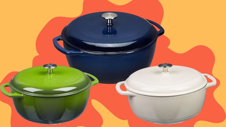 Amazon Basics' enameled cast iron Dutch oven.