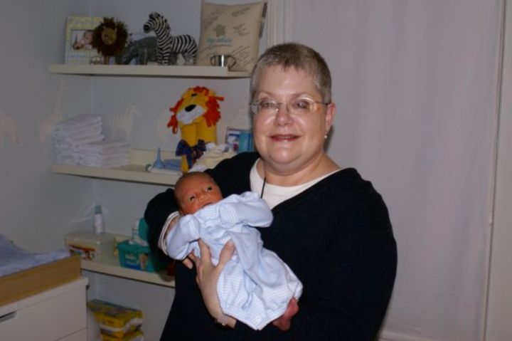 The author's mother in 2007, shortly after her diagnosis and the birth of her first grandchild.