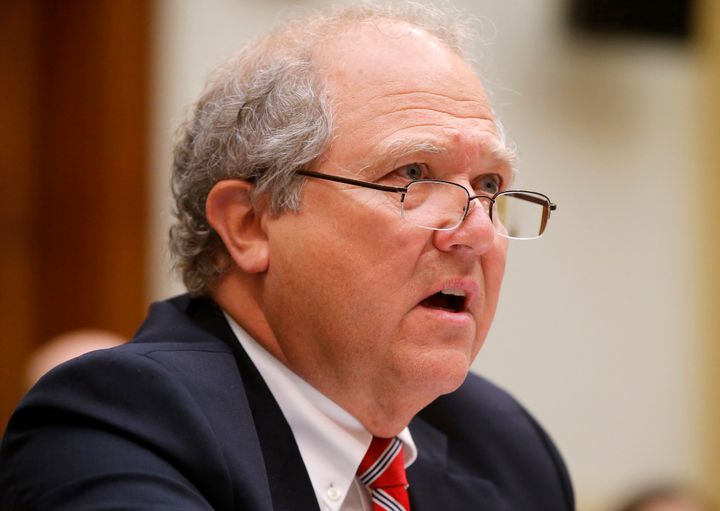 John F. Sopko, special inspector general for Afghanistan reconstruction (SIGAR), testifies on Capitol Hill in 2014 on U.S. reconstruction efforts in Afghanistan. Sopko says a lack of cooperation from the Biden administration is hurting efforts post-withdrawal.