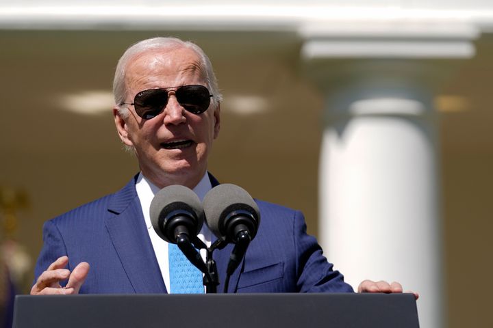 President Joe Biden speaks in the Rose Garden of the White House in Washington, Tuesday, April 18, 2023, about efforts to increase access to child care and improve the work life of caregivers. (AP Photo/Patrick Semansky)