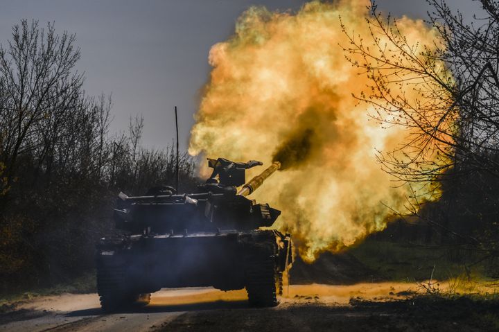 A Ukrainian tank opens fire on targets in the Donbas, as the war between Ukraine and Russia rumbles on