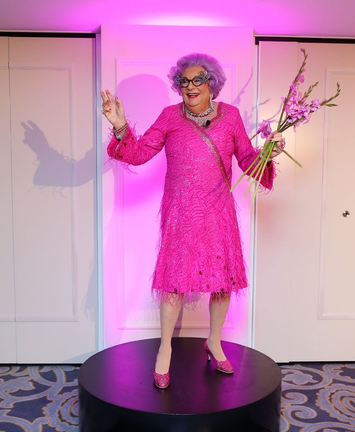 Dame Edna Everage poses during a High Tea launch event at The Langham on September 11, 2019 in Sydney, Australia. (Photo by Don Arnold/WireImage)