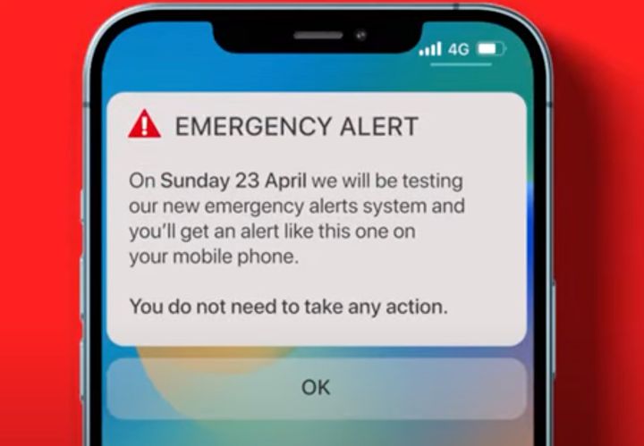 An example of the emergency alert