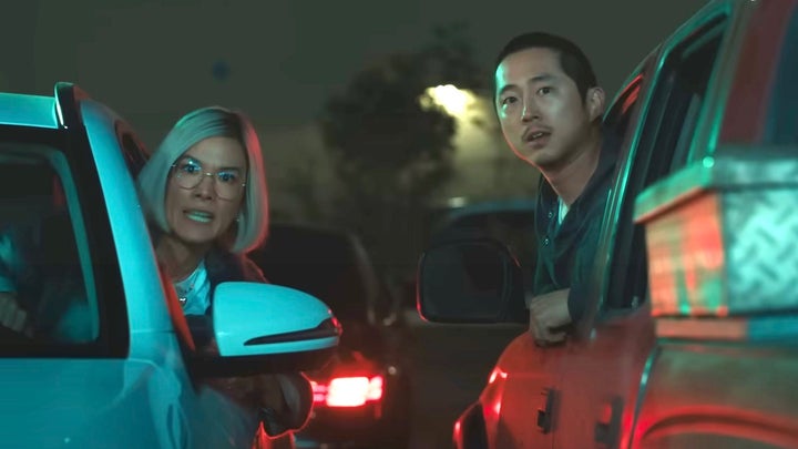 Ali Wong and Steven Yeun as Amy and Danny in Beef