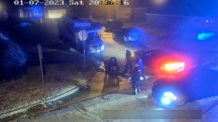 FILE - In this image from video released and partially redacted by the city of Memphis, Tenn., Tyre Nichols lies on the ground during a brutal attack by Memphis Police officers, Jan. 7, 2023, in Memphis.