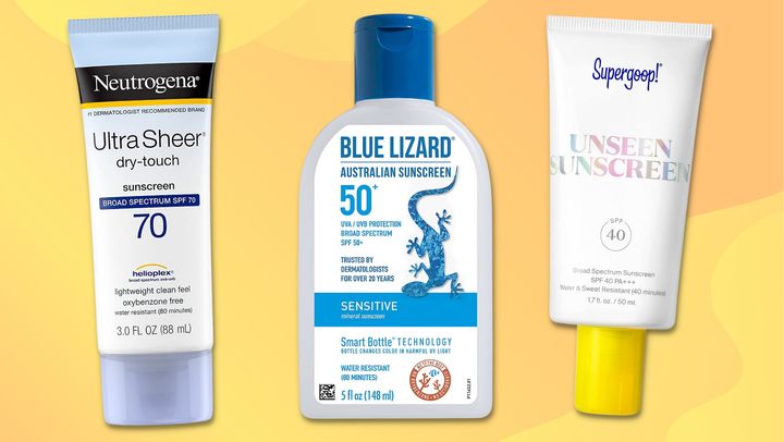 Neutrogena's Ultra Sheer dry-touch sunscreen, Blue Lizard Australian mineral sunscreen and Supergoop! Unseen Sunscreen