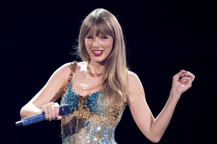 Taylor Swift takes the stage during the first night of her Eras Tour in Arlington, Texas, on March 31. (Photo by SUZANNE CORDEIRO / AFP)