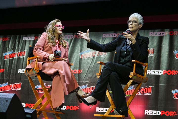 Drew Barrymore and Jamie Lee Curtis at the 2022 New York Comic Con.