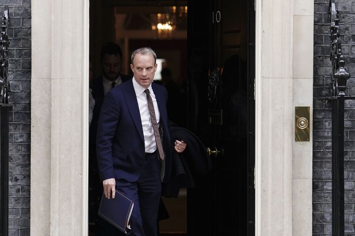 Dominic Raab leaves 10 Downing Street.
