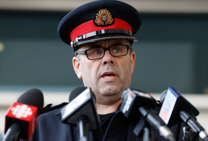 Peel Police Inspector Stephen Duivesteyn speaks to the media on the theft at Toronto Pearson International Airport. 