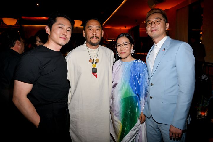 Steven Yeun (left), David Choe, Ali Wong and Lee Sung Jin at the Los Angeles premiere of "Beef" on March 30.