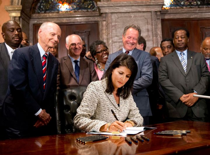 Nikki Haley doesn't talk much now about signing the law that removed the Confederate banner from the South Carolina State House in 2015.