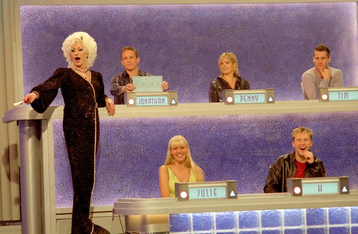 Paul O'Grady, as Lily Savage, on the set of Blankety Blank