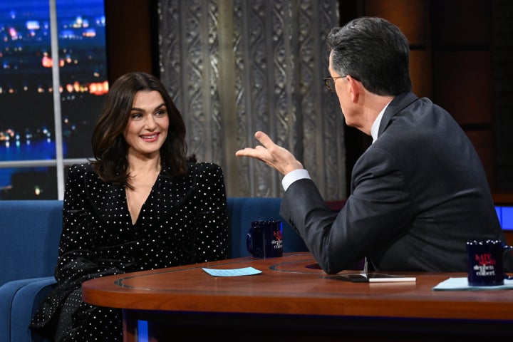 Rachel Weisz talks with Stephen Colbert on "The Late Show."