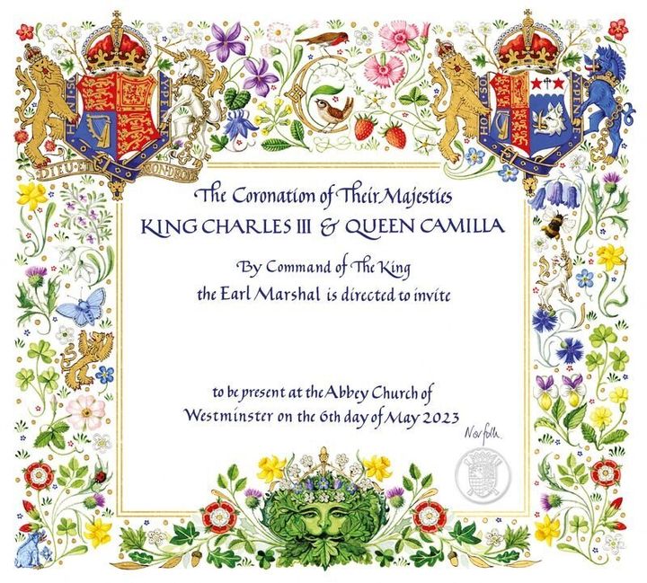 The invitation for the coronation of Britain's King Charles III is seen in this undated handout image obtained by Reuters.