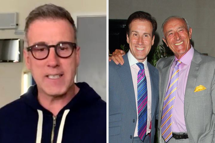 (Left) Anton Du Beke being interviewed on The One Show, (Right) With Len Goodman in 2013