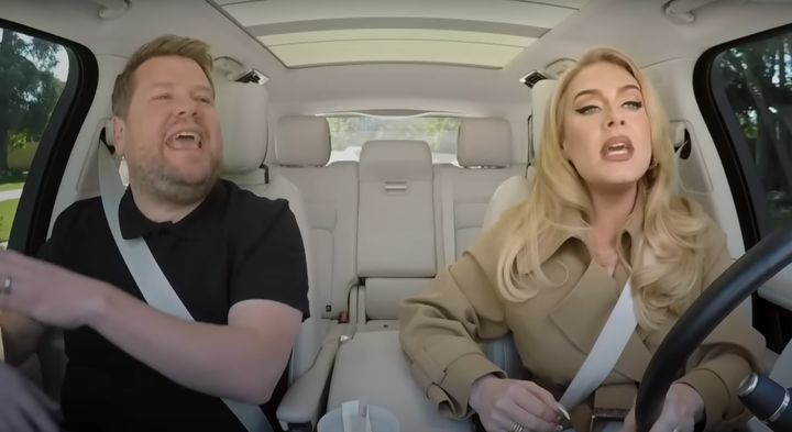 Adele and James Corden perform Rolling In The Deep en route