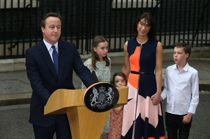 Former prime minister David Cameron speaks outside 10 Downing Street before going to Buckingham Palace to tender his resignation to Queen Elizabeth II.