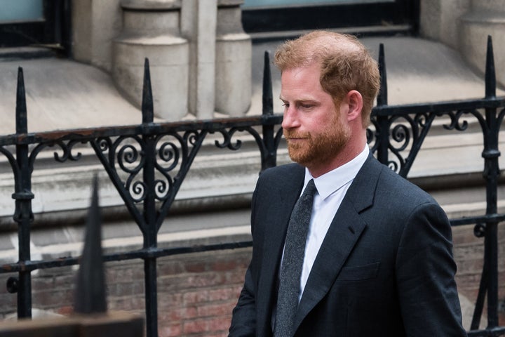 Prince Harry, Duke of Sussex, leaves the High Court after attending the fourth day of the preliminary hearing in a privacy case against Associated Newspapers, the publisher of the Daily Mail, over alleged phone-tapping and privacy breaches in London.