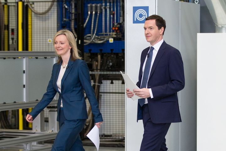 Liz Truss and George Osborne during the 2016 Brexit referendum campaign.
